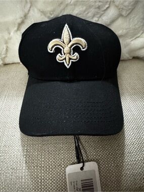 New Orleans Saints Black Baseball Cap with Gold Fleur-de-Lis Patch NWT